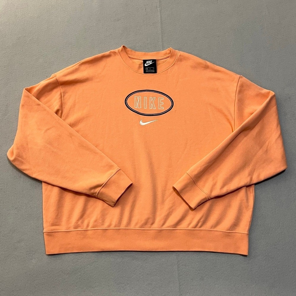Nike Sweatshirt Women XL Orange CZ8314-693 Essential Fleece Crewneck Y2K Logo